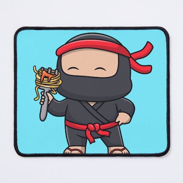 Item preview, Cute Ninja Eating Spaghetti with Fork Cartoon Vector Icon Illustration designed and sold by hjian8219.