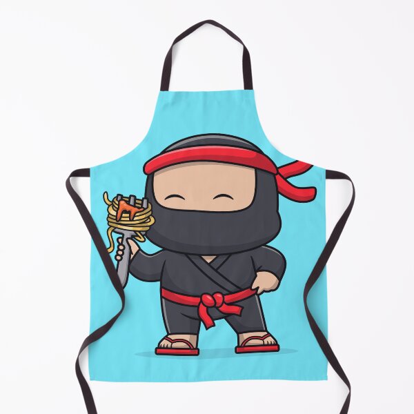 Item preview, Cute Ninja Eating Spaghetti with Fork Cartoon Vector Icon Illustration designed and sold by hjian8219.