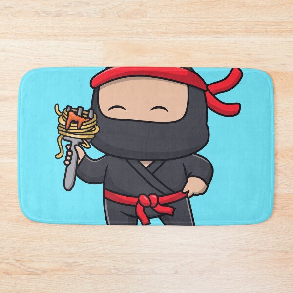Item preview, Cute Ninja Eating Spaghetti with Fork Cartoon Vector Icon Illustration designed and sold by hjian8219.