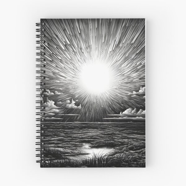 Item preview, black and white radial sunset print designed and sold by dcrc.