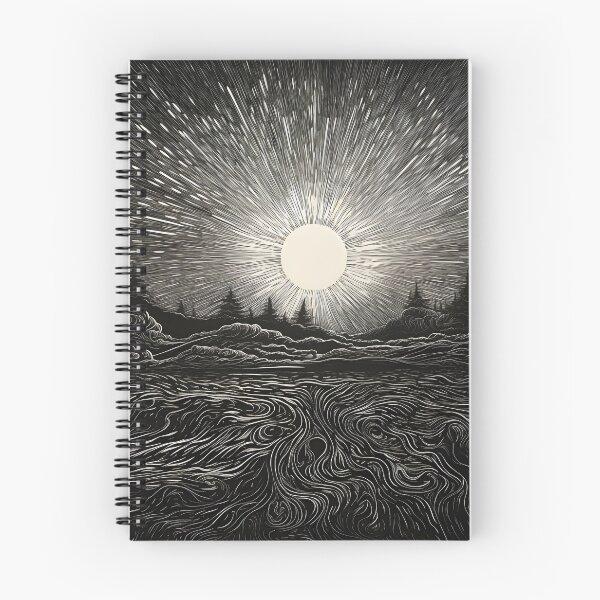 Item preview, black and white radial sunset print designed and sold by dcrc.