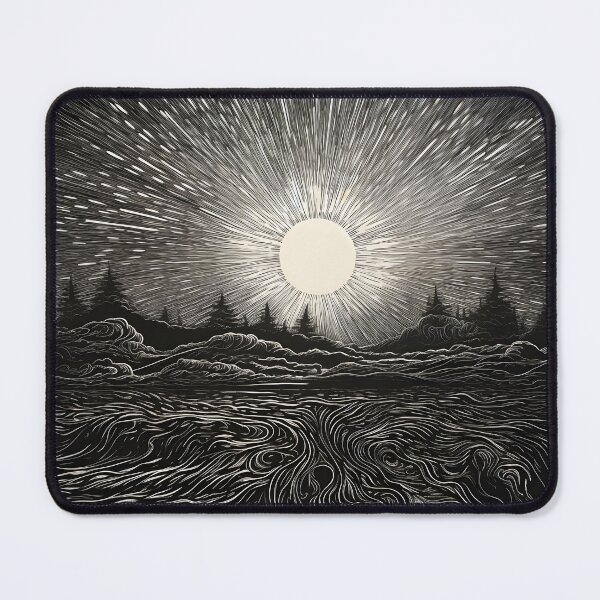 Item preview, black and white radial sunset print designed and sold by dcrc.