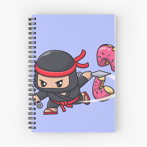 Item preview, Cute Ninja Slashing Donut with Kunai Knife Cartoon Vector Icon Illustration designed and sold by hjian8219.