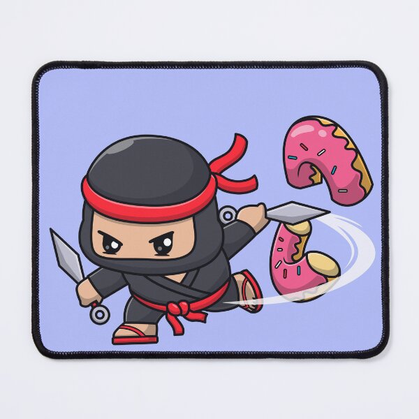 Item preview, Cute Ninja Slashing Donut with Kunai Knife Cartoon Vector Icon Illustration designed and sold by hjian8219.