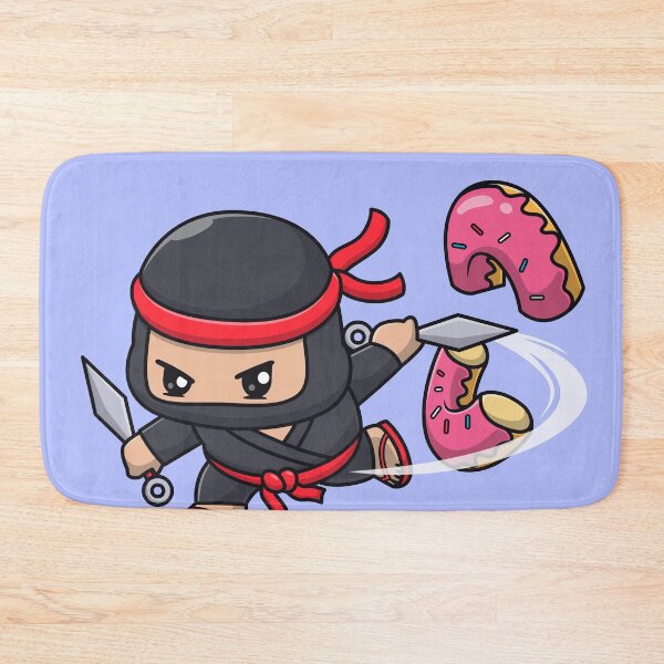 Item preview, Cute Ninja Slashing Donut with Kunai Knife Cartoon Vector Icon Illustration designed and sold by hjian8219.