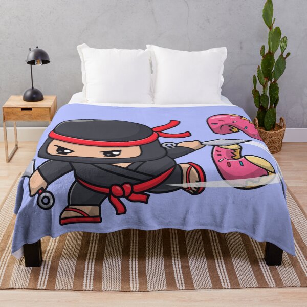 Item preview, Cute Ninja Slashing Donut with Kunai Knife Cartoon Vector Icon Illustration designed and sold by hjian8219.