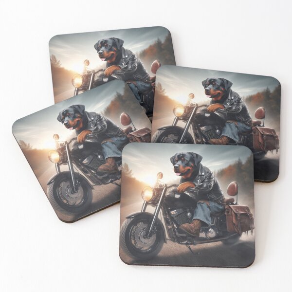 Item preview, Rottweiler Riding a Motorcycle on a Dirt Road designed and sold by CanArtVision.