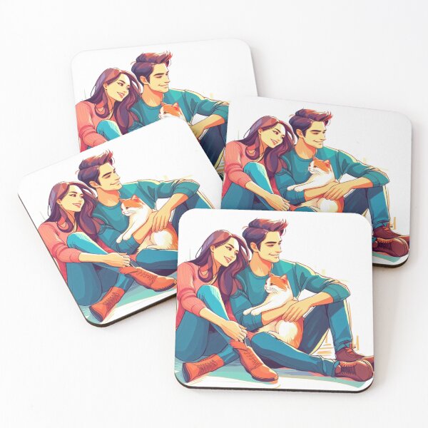 Item preview, Romantic Couple with Cat designed and sold by LoveDesignMania.