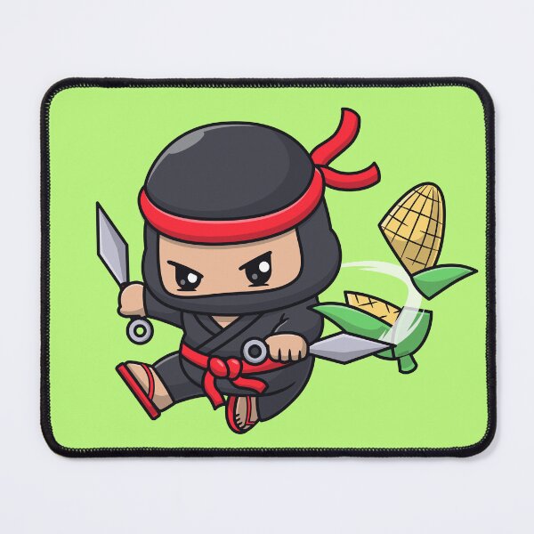 Item preview, Cute Ninja Slashing Corn with Kunai Knife Cartoon Vector Icon Illustration designed and sold by hjian8219.