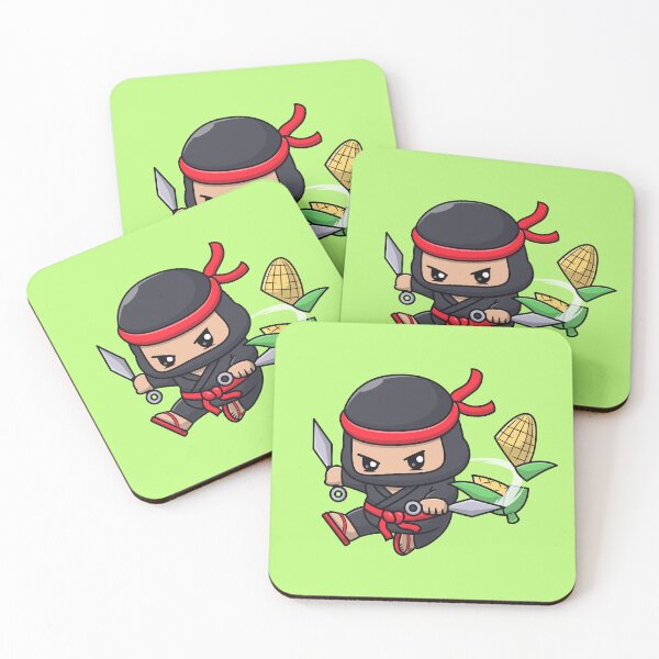 Item preview, Cute Ninja Slashing Corn with Kunai Knife Cartoon Vector Icon Illustration designed and sold by hjian8219.