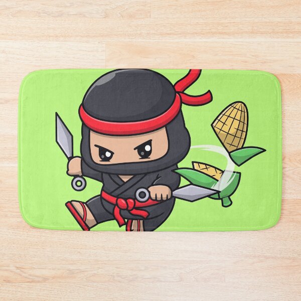 Item preview, Cute Ninja Slashing Corn with Kunai Knife Cartoon Vector Icon Illustration designed and sold by hjian8219.