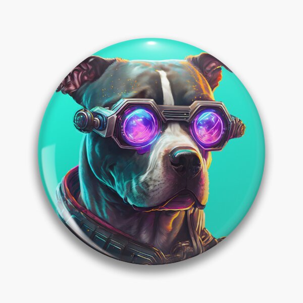 Item preview, Futuristic Pitbull dog with cyberpunk style designed and sold by emaotx.