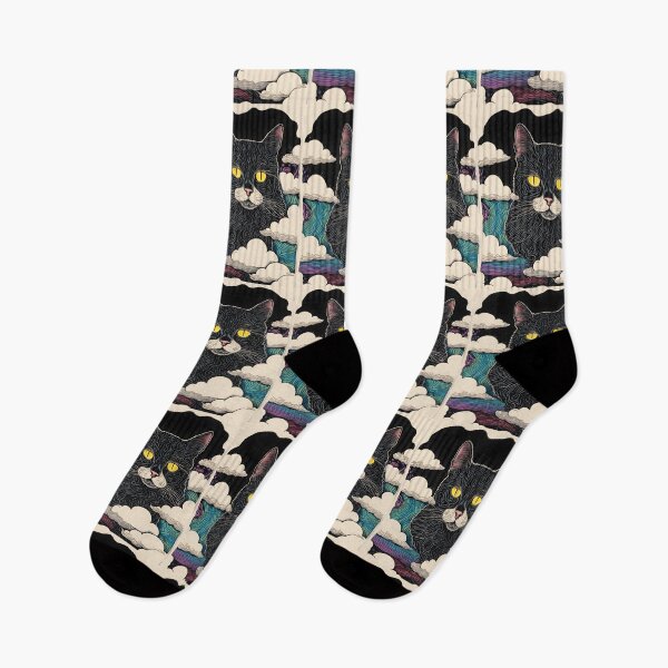 Item preview, gato negro colorido cielo atardecer designed and sold by Catophile.