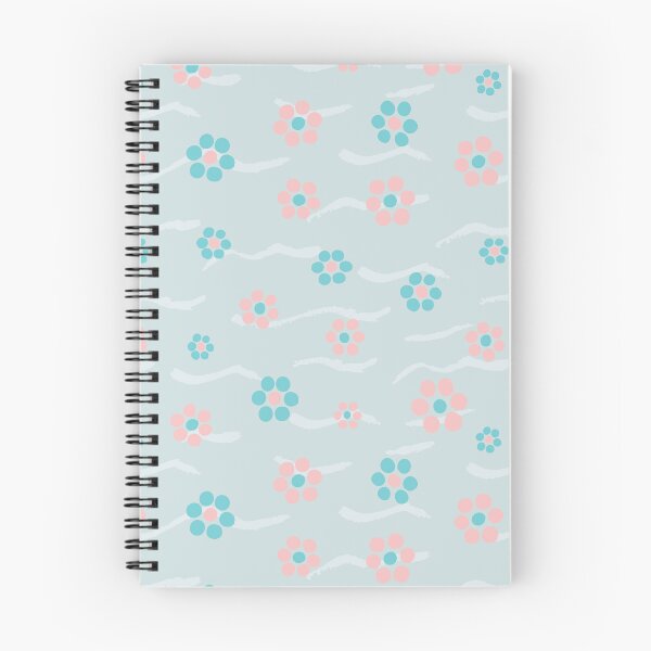 Artikelvorschau, Rosa und blaues Vergissmeinnicht; Blumen mit Wellenhintergrund entworfen und verkauft von SanSherDesigns.