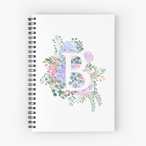 Item preview, botanical monogram alphabet B hydrangea flowers hand painted designed and sold by ColorandColor.