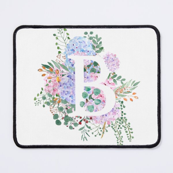 Item preview, botanical monogram alphabet B hydrangea flowers hand painted designed and sold by ColorandColor.