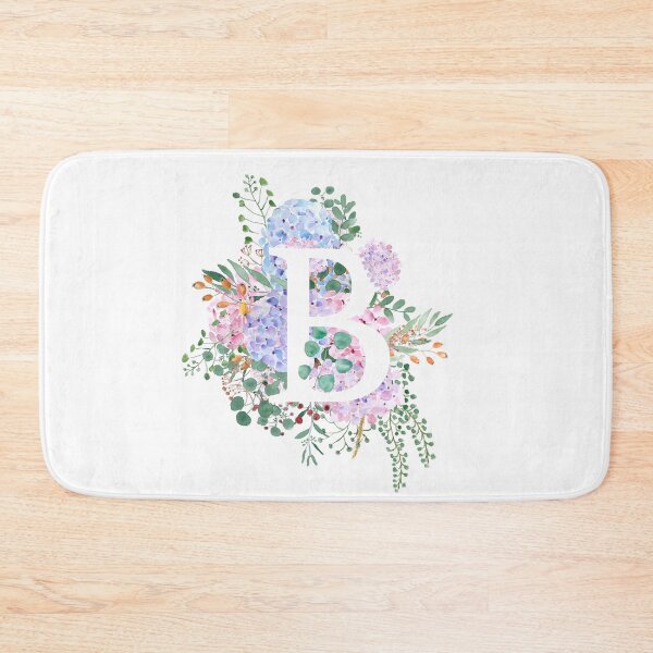 Item preview, botanical monogram alphabet B hydrangea flowers hand painted designed and sold by ColorandColor.