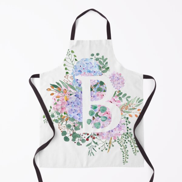 Item preview, botanical monogram alphabet B hydrangea flowers hand painted designed and sold by ColorandColor.