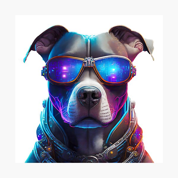 Item preview, Cyberpunk Pitbull dogs portrait  designed and sold by emaotx.