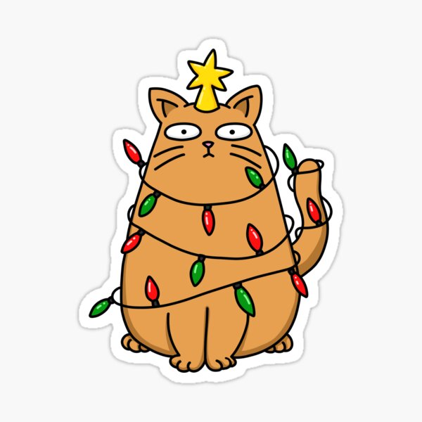 Orange Christmas Kitty is Unsure Sticker