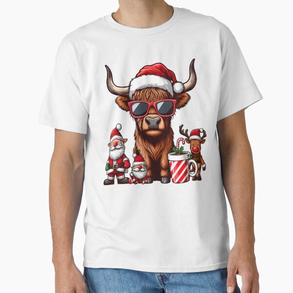Vista previa del artículo con la obra «Vaca de las Tierras Altas de Navidad: regalo de Navidad perfecto», diseñado y vendido por GalaxyGraffiti.