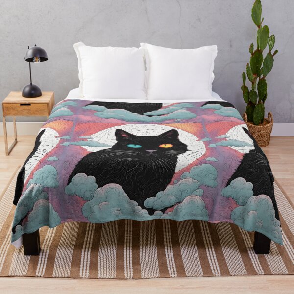 Artikelvorschau, Black Cat Mond Ukiyo-e Wolken bunt entworfen und verkauft von Catophile.