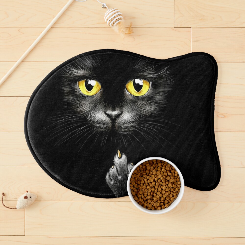 Cat Food Mat For Feed Bowl, Black Cat Pattern Halloween Decor