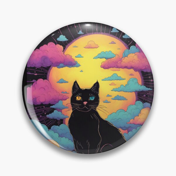 Item preview, Black Cat art retro vintage colorful sunset  designed and sold by Catophile.