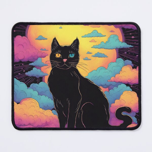 Item preview, Black Cat art retro vintage colorful sunset designed and sold by Catophile.