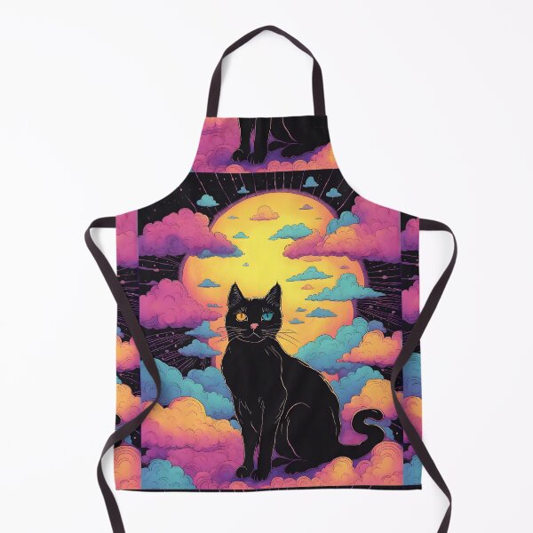 Item preview, Black Cat art retro vintage colorful sunset designed and sold by Catophile.