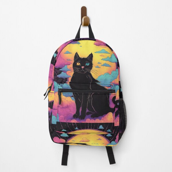 Item preview, Black Cat art retro vintage colorful sunset  designed and sold by Catophile.