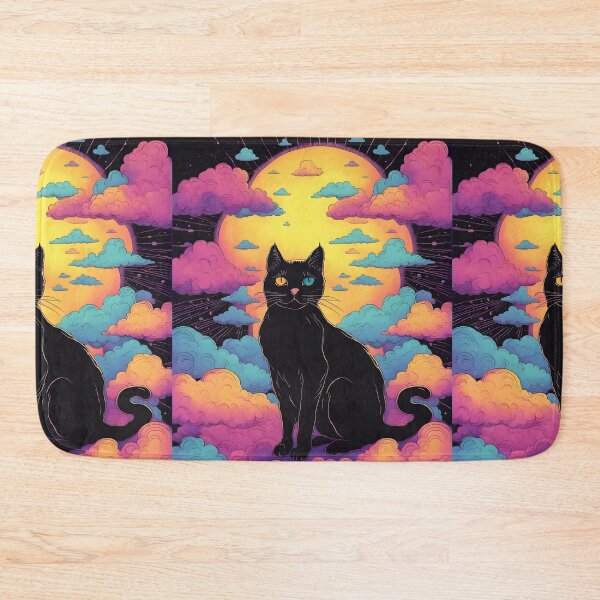 Item preview, Black Cat art retro vintage colorful sunset  designed and sold by Catophile.