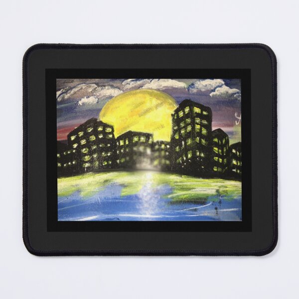 Item preview, Cincinnati's skyline with a full moon designed and sold by FunkyArtFusion.