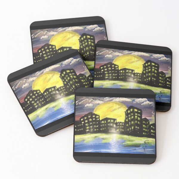 Item preview, Cincinnati's skyline with a full moon designed and sold by FunkyArtFusion.