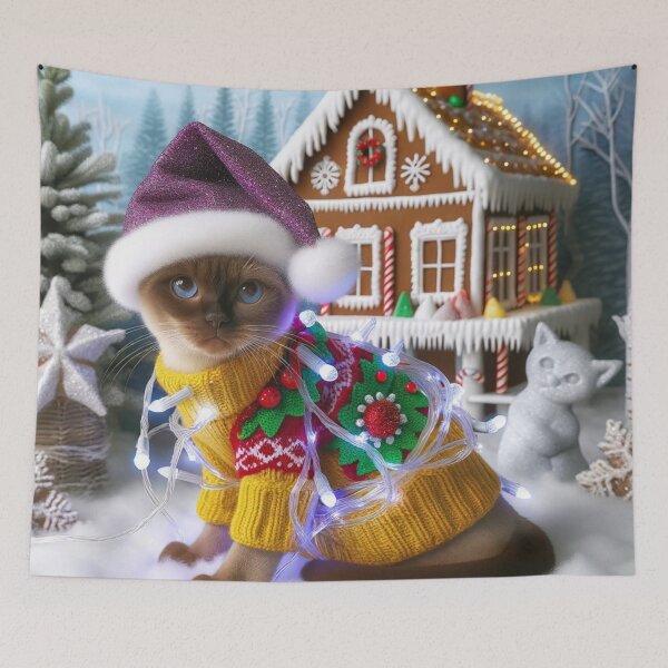 Item preview, Christmas Burmese Cat In A Winter Wonderland designed and sold by ZenEverAI.