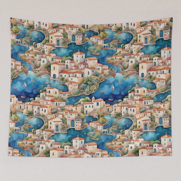 Aperçu de l'œuvre Modèle de paysage méditerranéen créée et vendue par Patternliss.