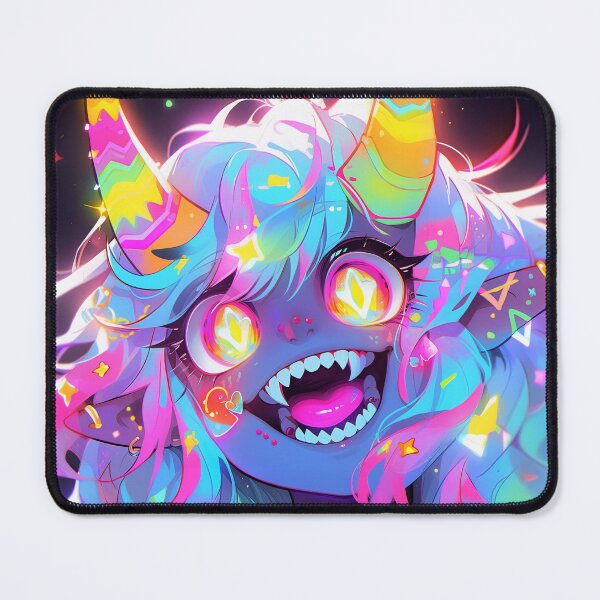 Item preview, Adorable Bright Neon Fanged Demon Anime Girl designed and sold by bubblegoth.