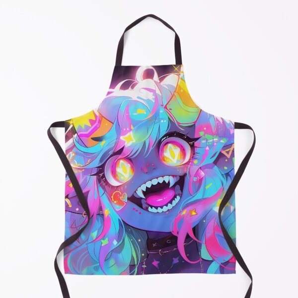 Item preview, Adorable Bright Neon Fanged Demon Anime Girl designed and sold by bubblegoth.