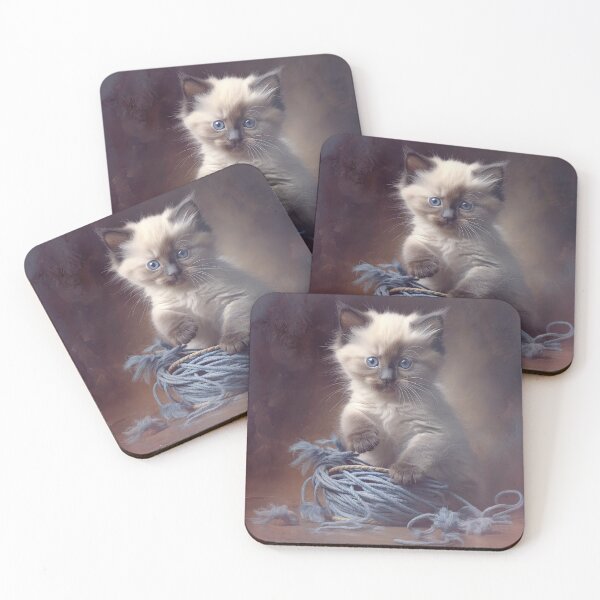 Item preview, Siamese Kitten Playing with Yarn designed and sold by Elisabeth Lucas.