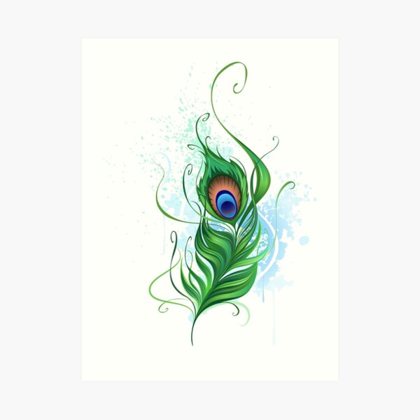 Circle with Green Peacock Feathers Art Print for Sale by Blackmoon9