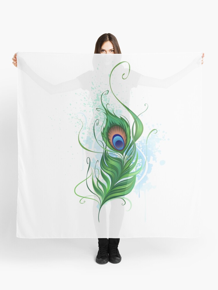 Green peacock feather Scarf for Sale by Blackmoon9