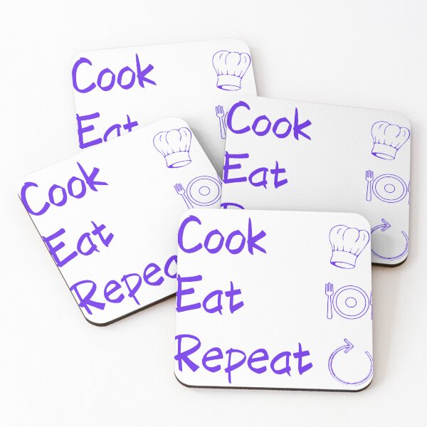 Item preview, cook, eat, repeat funny design for chefs designed and sold by Shanigi-Designs.