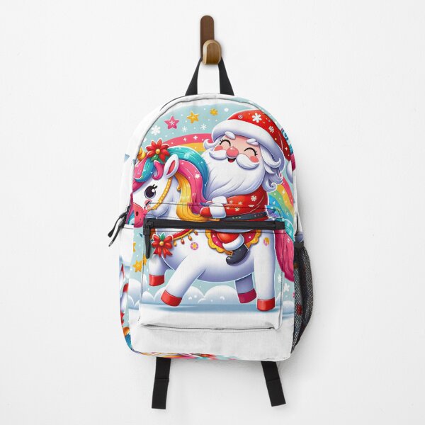 Item preview, Joyful Happy Smiling Santa Riding the Rainbow Unicorn designed and sold by MagicStrawberry.