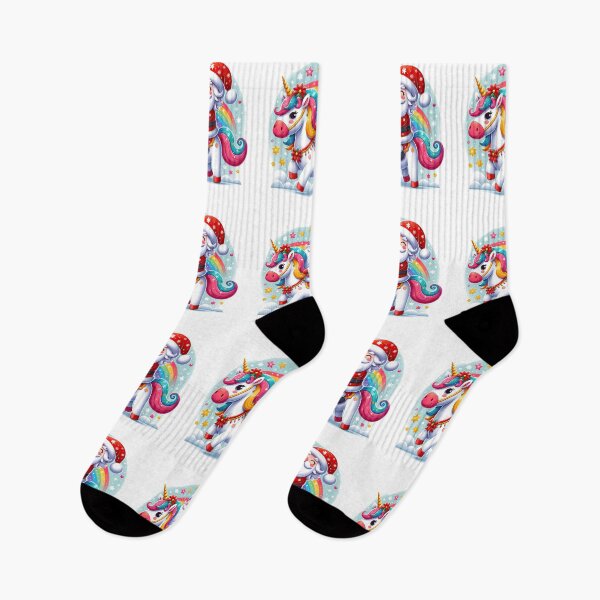 Item preview, Joyful Happy Smiling Santa Riding the Rainbow Unicorn designed and sold by MagicStrawberry.