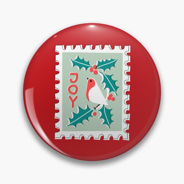 Item preview, Joy - Robin and Christmas Holly - Christmas Retro Stamp designed and sold by miavaldez.