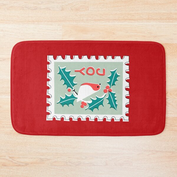 Item preview, Joy - Robin and Christmas Holly - Christmas Retro Stamp designed and sold by miavaldez.