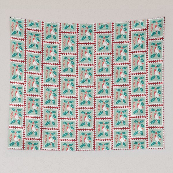 Item preview, Joy - Robin and Christmas Holly - Christmas Retro Stamp designed and sold by miavaldez.