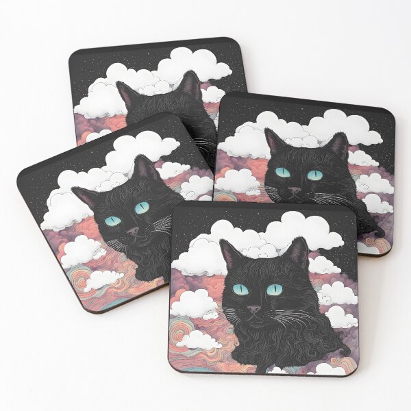 Item preview, Black Cat art retro vintage colorful sunset  designed and sold by Catophile.
