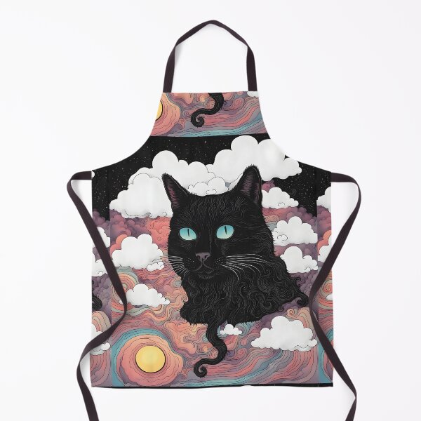 Item preview, Black Cat art retro vintage colorful sunset designed and sold by Catophile.