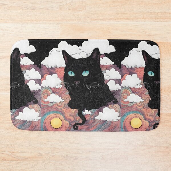 Item preview, Black Cat art retro vintage colorful sunset  designed and sold by Catophile.